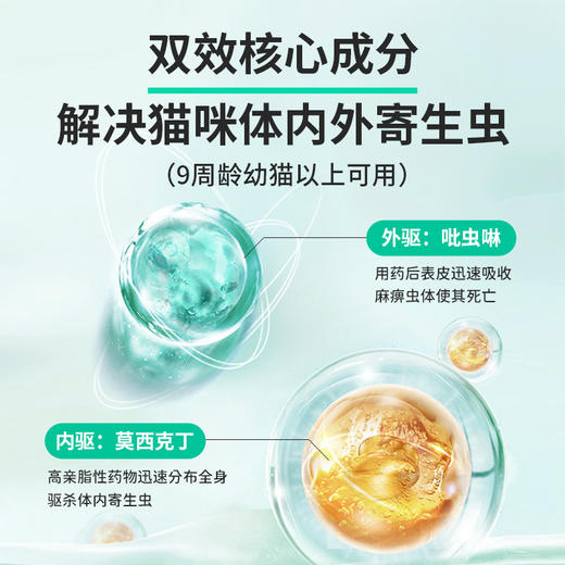 小宠体内外一体同驱 驱虫药 吡虫啉莫昔克丁滴剂  3支装（猫用） 商品图1