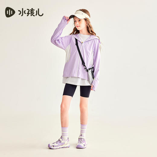 水孩儿童装夏季新款儿童防晒凉感皮肤衣男童轻薄柔软拉链衫女童时尚拼色外套 商品图6