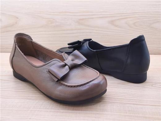 豪行真皮女鞋简约休闲舒适平底浅口女单鞋22392580 商品图2