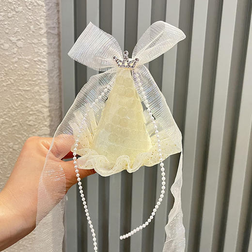 【限时特价！好用不伤发】可爱儿童亮片头纱生日帽发箍甜美皇冠蝴蝶结发夹跨境公主宝宝发饰 商品图9