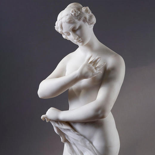 独角鹿西洋古董19世纪意大利出品「抱臂的维纳斯」主题大理石雕塑 商品图2