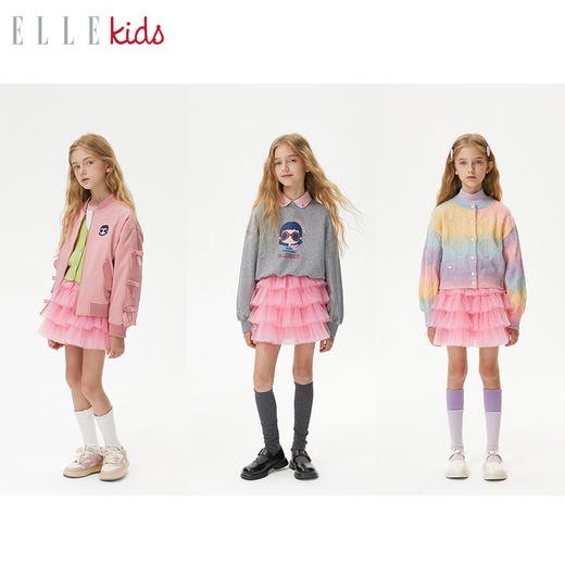 ELLEkids童装 蝴蝶结网纱蓬蓬蛋糕裙半身短裙 商品图1