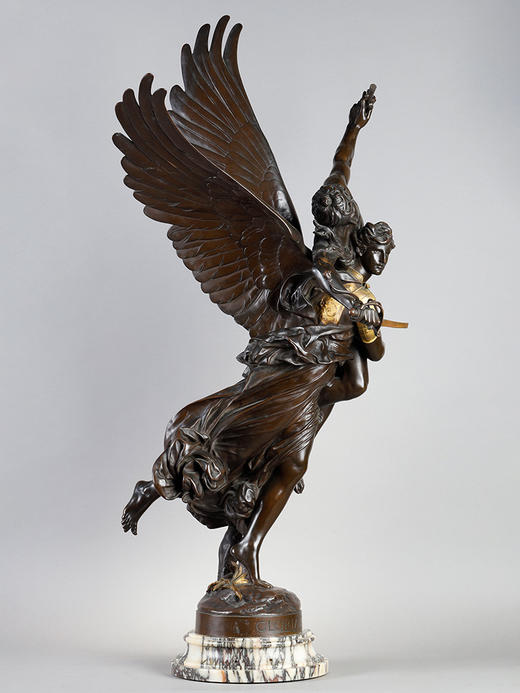 独角鹿西洋古董19世纪法国出品「GLORIA VICTIS 被征服者的荣耀」主题大理石底座铜鎏金装饰青铜雕像 商品图1