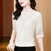 HT-2795实拍 新款气质百搭V领修身显瘦烫钻纯色中袖打底衫 商品缩略图4