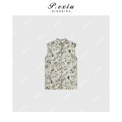 04-3潘依绣丁丁宠粉轻国风晕染压褶高级感无袖衬衫 W-62175 商品图0