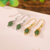 S925纯银镀金和田玉碧玉水滴耳坠CW 商品缩略图0