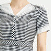 司歌格子复古短袖连衣裙圆领修身A891409X 商品缩略图1