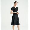 司歌v领修身短袖净色连衣裙小黑裙EA891113X 商品缩略图0