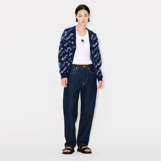 KENZO 高田贤三 女士字母徽标提花混纺羊毛长袖针织开衫 黑色 FE58 CA007 3CB 77 商品图3