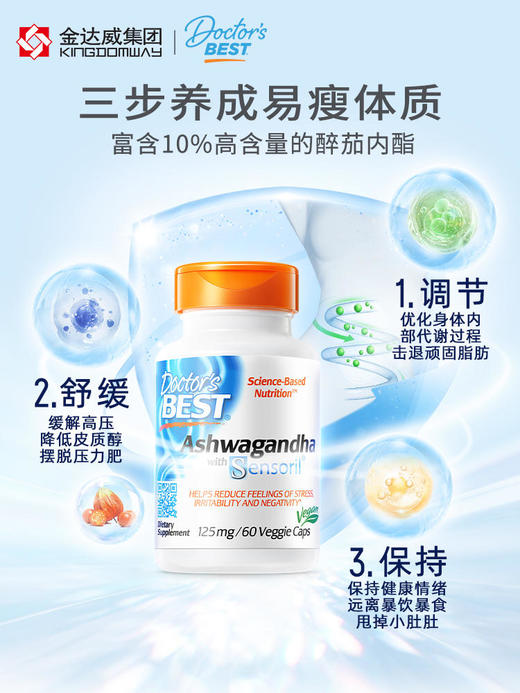 帮助睡眠｜Doctor's Best 南非醉茄 双专利原料 8倍吸收 降皮质醇 125mg 商品图2