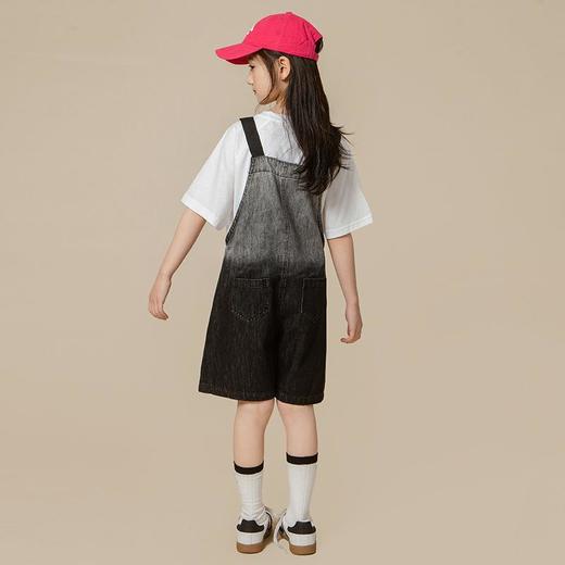 儿童2024女童夏季新品字母款全棉T恤＋牛仔背带裤中大童两件套 商品图3