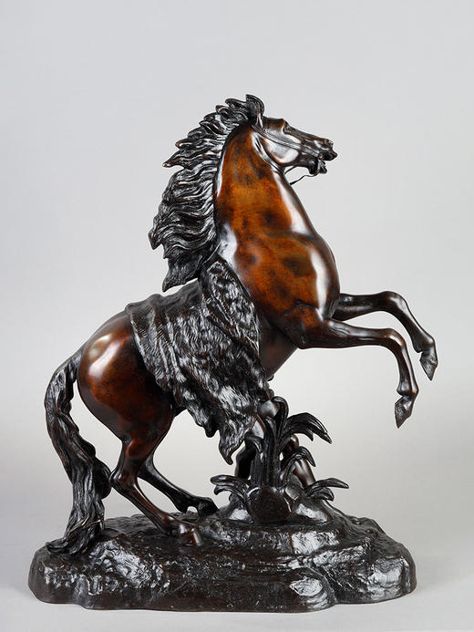 独角鹿西洋古董1860-1880年代法国出品纪尧姆 · 库斯图风格「Les chevaux de Marly 马利的骏马」主题青铜雕塑一对 商品图1