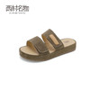 西村名物2024夏季新品透气休闲魔术贴凉拖女外穿时尚柔软真皮纯色X24BJ20101 商品缩略图1