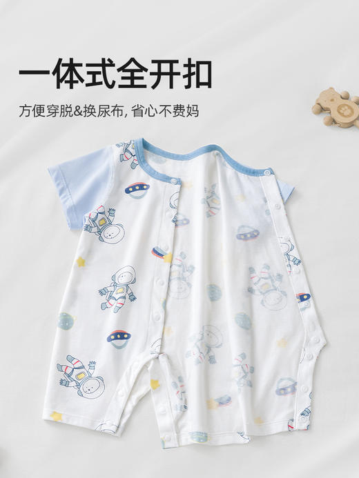 贝肽斯婴儿衣服夏季薄款宝宝短袖连体衣纯棉新生儿男女孩儿童睡衣 商品图3