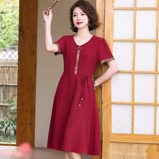 FW 926妈妈中式连衣裙国风短袖裙 商品图2