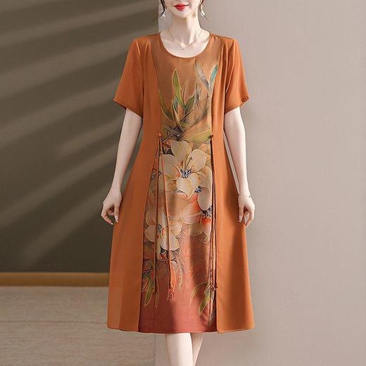TZF-中国风妈妈装连衣裙夏季短袖洋气质夏季中长款显瘦裙子 商品图5