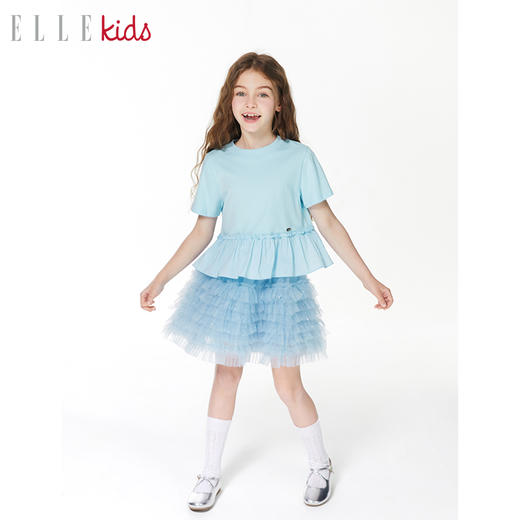 ELLEkids童装 法式重工抽皱亮片半裙 商品图1