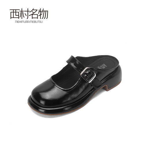 西村名物2024春夏新品真皮乐福半拖女设计感小众粗跟厚底小皮鞋T24AH11961 商品图2
