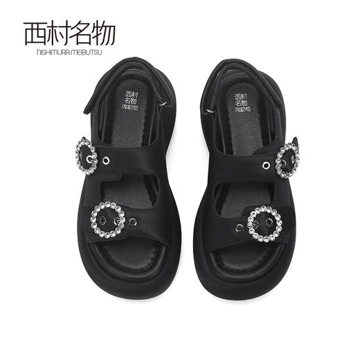 西村名物2024新品真皮精致经典时髦前卫纯色厚底凉鞋女夏季外穿X24BG20191 商品图2