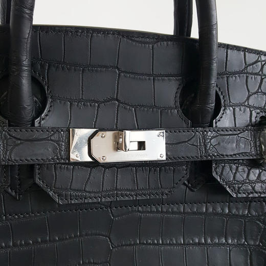 【98新】定制款黑银鳄鱼皮hac40铂金包手提包300424JJ18 商品图4