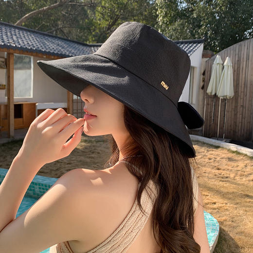 「5色可选！新款渔夫帽」女春夏户外出游防晒帽 遮阳盆帽简约显脸小帽配饰 商品图3