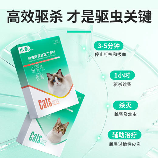 小宠体内外一体同驱 驱虫药 吡虫啉莫昔克丁滴剂  3支装（猫用） 商品图0