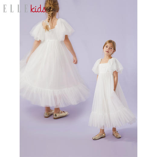 ELLEkids童装 定制点点公主风轻礼服点点网纱长裙 商品图0