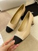 【牛货】小香经典拼接珍珠高跟鞋进口羊皮拼接丝绸方头浅口办公室通勤单鞋女 商品缩略图8