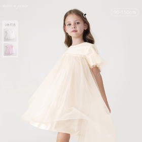 马克珍妮女童花边网纱拼接短袖连衣裙儿童裙子2024夏装新款240875