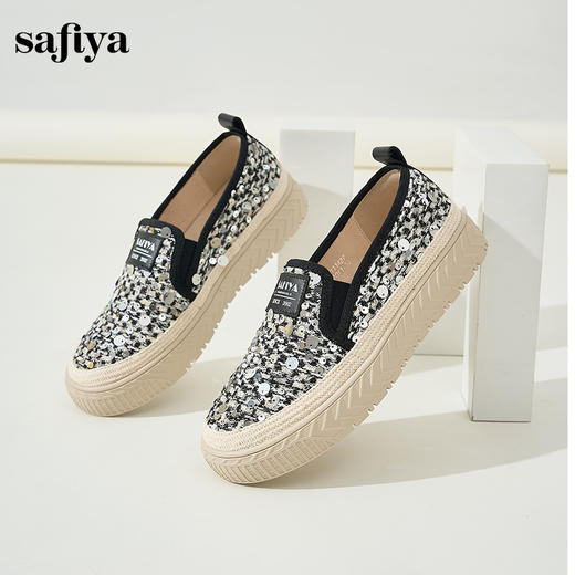 Safiya/索菲娅2024秋季圆头厚底亮片百搭一脚蹬懒人渔夫鞋 SF43111427 商品图8
