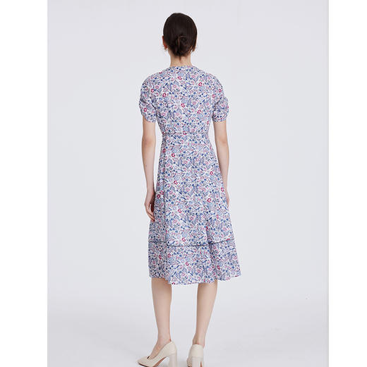 司歌短袖连衣裙v领优雅气质EA891252X 商品图3