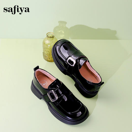 Safiya/索菲娅2024春季复古英伦一脚蹬百搭学院厚底粗跟小皮鞋 SF41112419 商品图4