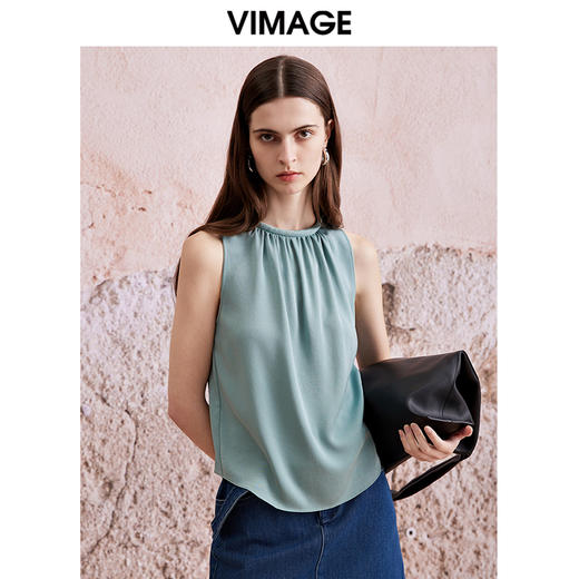 VIMAGE纬漫纪夏季新款气质显瘦轻薄无袖背心上衣V2113727 商品图0