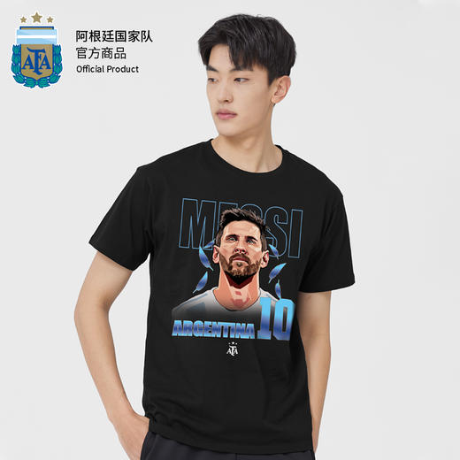 阿根廷国家队官方商品丨新款黑色简约梅西球星T恤纪念品男女 商品图4
