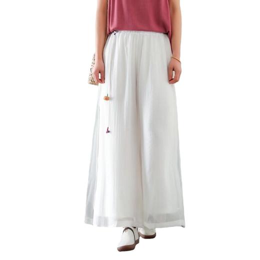 SZ2024春夏季文艺宽松九分裤双层女式吊坠天丝麻阔腿裤飘逸仙女裤 商品图4