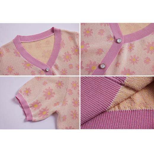 司歌v领针织衫套头短袖上衣毛织G891208Y 商品图1