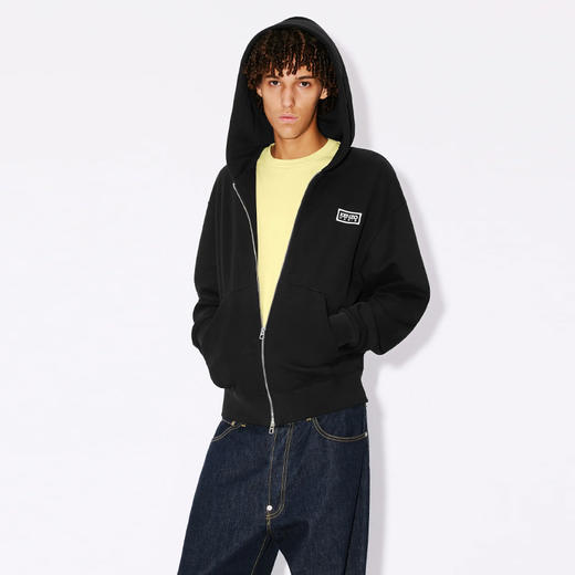 KENZO 高田贤三 男士字母徽标刺绣棉质连帽卫衣 黑色 FE55 SW183 4MG 99J 商品图1