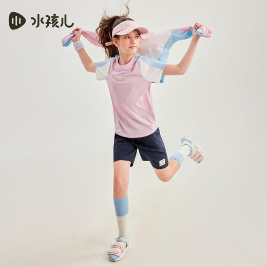 水孩儿童装夏季新款儿童运动套装男童简约短袖上衣女童百搭短裤 商品图7