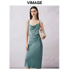 VIMAGE纬漫纪夏季新款气质慵懒荡领修身显瘦吊带连衣裙V2107733 商品缩略图0