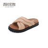 西村名物2024夏季新品透气休闲凉拖女外穿时尚柔软真皮纯色平底X24BJ20121 商品缩略图1