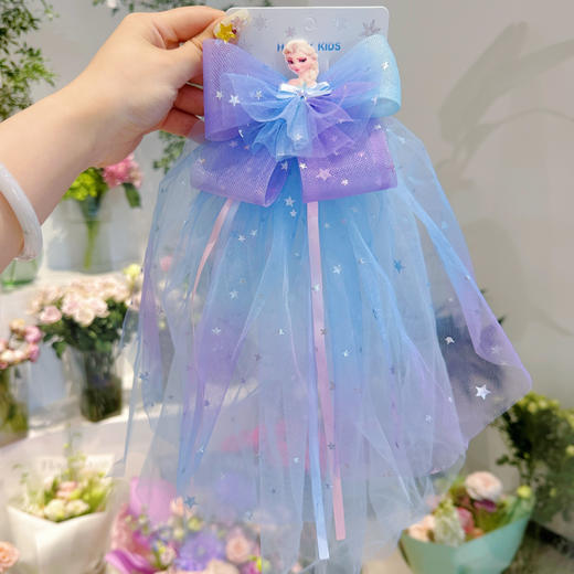 冰雪奇缘艾莎公主蝴蝶结超仙头纱儿童发夹精致可爱手工女儿童发饰 商品图13