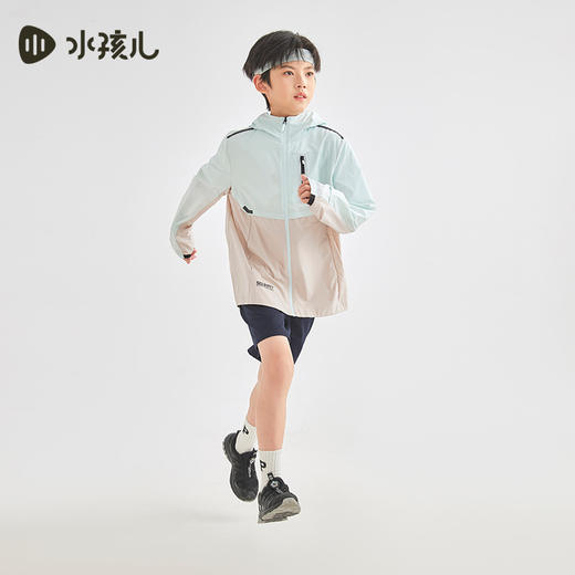 水孩儿童装夏季新款儿童防晒服男童轻薄柔软连帽上衣女童时尚拼色外套 商品图7