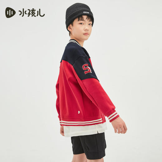 水孩儿童装春季新款儿童棒球服男童美式复古风外套女童时尚拼色上衣 商品图3