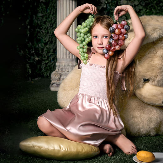 solo seta22姆米真丝儿童纯色睡裙女可爱桑蚕丝连衣裙2025秋冬新款 商品图1