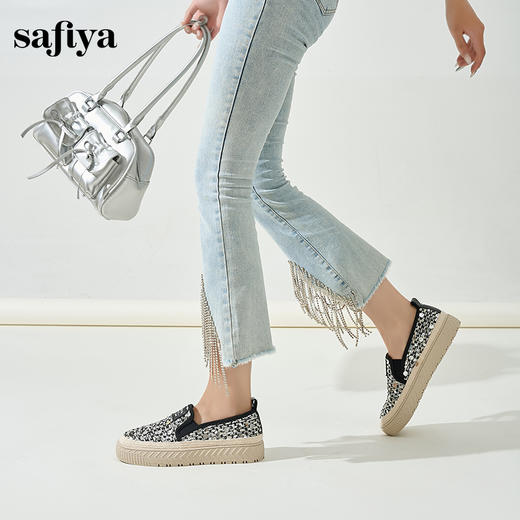 Safiya/索菲娅2024秋季圆头厚底亮片百搭一脚蹬懒人渔夫鞋 SF43111427 商品图3