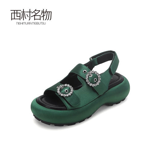 西村名物2024新品真皮精致经典时髦前卫纯色厚底凉鞋女夏季外穿X24BG20191 商品图1