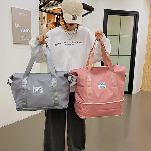 【健身旅行，自在潮搭】2024新款休闲大容量收纳瑜伽包 纯色简约牛津布旅行包 健身包 干湿分离运动手提单肩包-QQ 商品图1