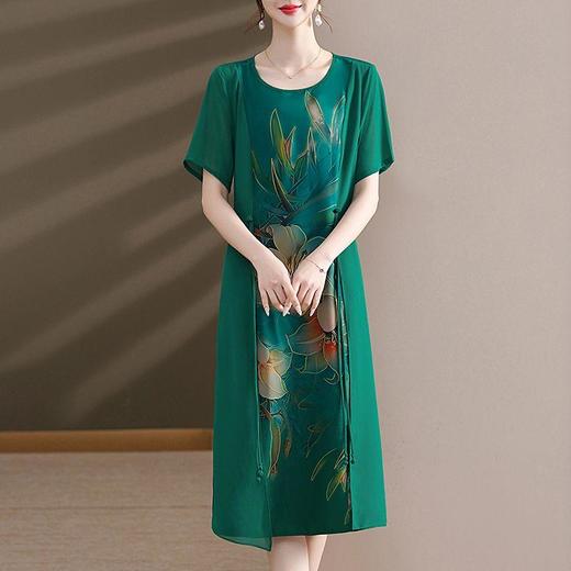TZF-中国风妈妈装连衣裙夏季短袖洋气质夏季中长款显瘦裙子 商品图4