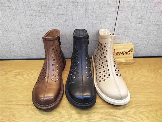豪行夏季新款22292221真皮打孔休闲打孔女靴 商品图0