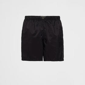 PRADA 普拉达 男士珐琅金属三角形徽标尼龙泳裤 黑色 UB372 1WQ9 F0002